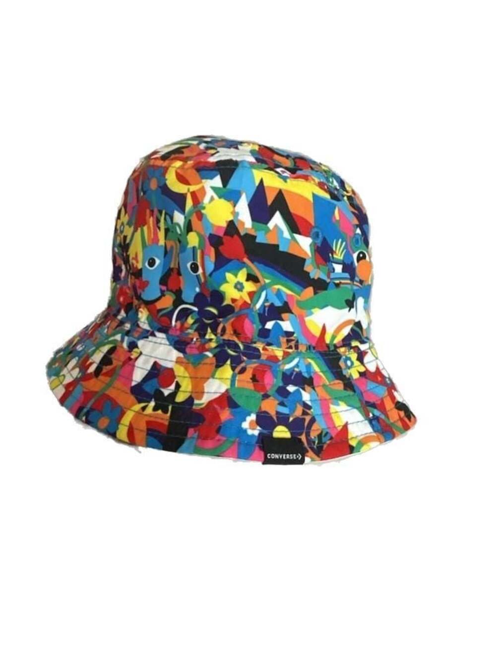 Converse 2021 Pride Bucket Hat, Reversible Multi-Color/White, One Size.